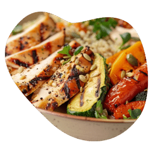 assiette healthy poulet et légumes